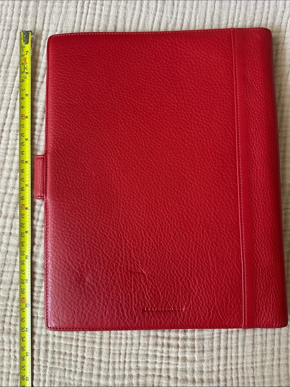 Leatherology Red Leather Folio Case with Magnetic Closure